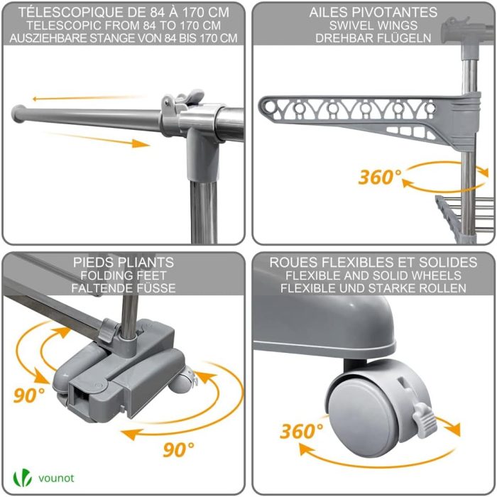 VOUNOT Estendal de roupa dobrável vertical - Image 6
