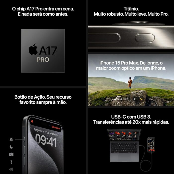 Apple iPhone 15 Pro MAX (256 GB) - titânio preto - Image 5